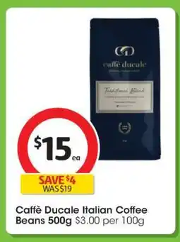 Coles Caffè Ducale Italian Coffee Beans 500g offer