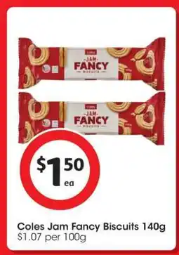 Coles Coles Jam Fancy Biscuits 140g offer
