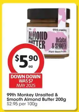Coles 99th Monkey Unsalted & Smooth Almond Butter 200g offer