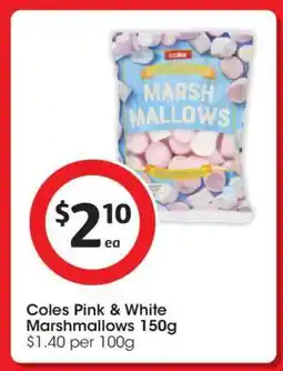 Coles Coles Pink & White Marshmallows 150g offer
