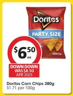 Coles Doritos Corn Chips 380g offer