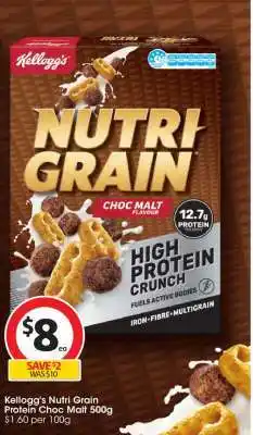 Coles Kellogg's Nutri Grain Protein Choc Malt 500g offer