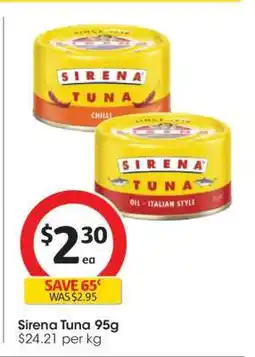 Coles Sirena Tuna 95g offer