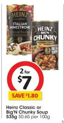 Coles Heinz Classic or Big 'N Chunky Soup 535g offer