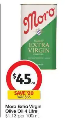 Coles Moro Extra Virgin Olive Oil 4 Litre offer