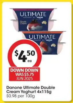 Coles Danone Ultimate Double Cream Yoghurt 4x115g offer