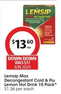 Coles Lemsip Max Decongestant Cold & Flu Lemon Hot Drink 10 Pack offer