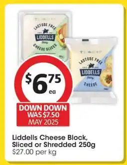 Coles Liddells Cheese Block, Sliced or Shredded 250g offer