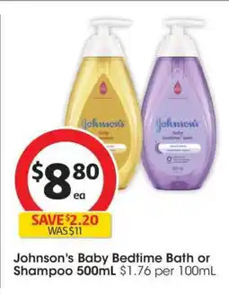 Coles Johnson's Baby Bedtime Bath or Shampoo 500mL offer