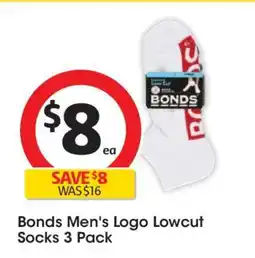 Coles Bonds Men's Logo Lowcut Socks 3 Pack offer