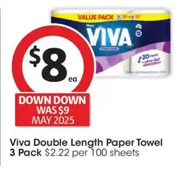 Coles Viva Double Length Paper Towel 3 Pack offer