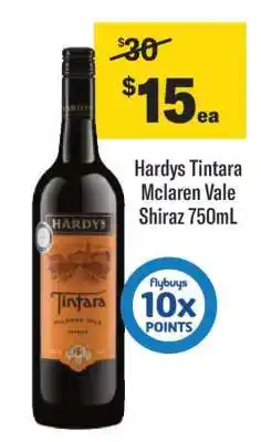 Coles Hardys Tintara Mclaren Vale Shiraz 750mL offer