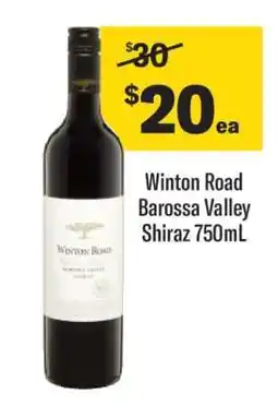 Coles Winton Road Barossa Valley Shiraz 750mL offer