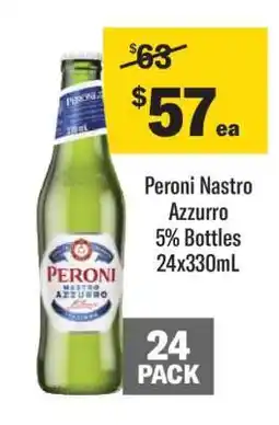 Coles Peroni Nastro Azzurro 5% Bottles 24x330mL offer