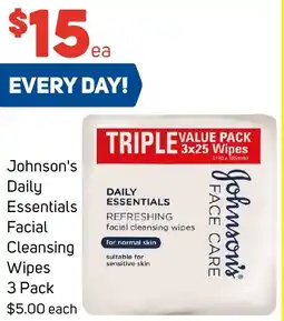 Foodland Johnson's Daily Essentials Facial Cleansing Wipes offer
