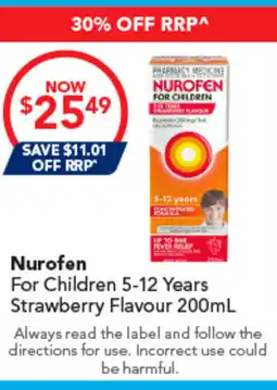 Amcal Pharmacies Nurofen For Children 5-12 Years Strawberry Flavour offer