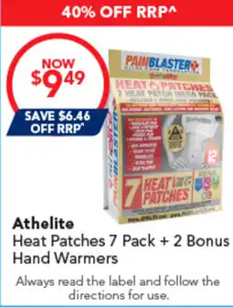 Amcal Pharmacies Athelite Heat Patches 7 Pack + 2 Bonus Hand Warmers offer