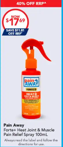 Amcal Pharmacies Pain Away Forte+ Heat Joint & Muscle Pain Relief Spray offer