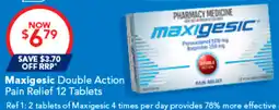 Amcal Pharmacies Maxigesic Double Action Pain Relief offer