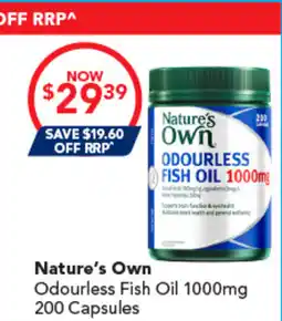 Amcal Pharmacies Nature's Own Odourless Fish Oil 1000mg offer