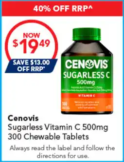 Amcal Pharmacies Cenovis Sugarless Vitamin C 500mg offer