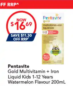 Amcal Pharmacies Pentavite Gold Multivitamin + Iron Liquid Kids offer