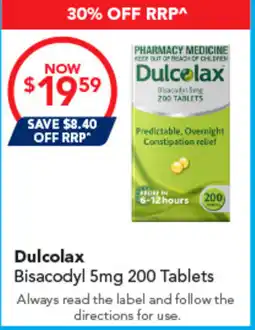 Amcal Pharmacies Dulcolax Bisacodyl 5mg offer