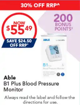 Amcal Pharmacies Able B1 Plus Blood Pressure Monitor offer