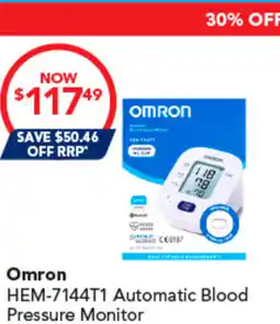 Amcal Pharmacies Omron HEM-7144T1 Automatic Blood Pressure Monitor offer