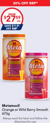 Amcal Pharmacies Metamucil Orange or Wild Berry Smooth offer