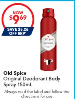 Amcal Pharmacies Old Spice Original Deodorant Body Spray offer