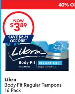 Amcal Pharmacies Libra Body Fit Regular Tampons offer