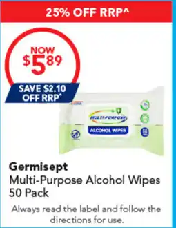 Amcal Pharmacies Germisept Multi-Purpose Alcohol Wipes offer
