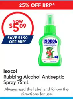 Amcal Pharmacies Isocol Rubbing Alcohol Antiseptic Spray offer