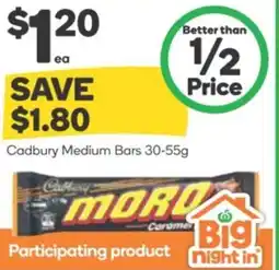 Woolworths Cadbury Medium Bars offer