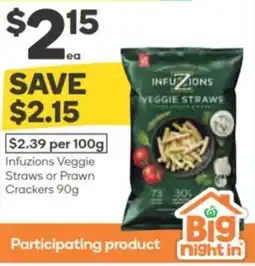 Woolworths Infuzions Veggie Straws or Prawn Crackers offer