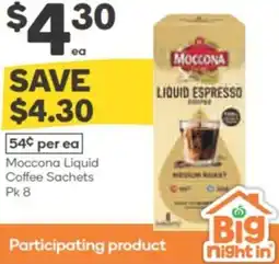 Woolworths Moccona Liquid Coffee Sachets offer