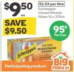 Woolworths Schweppes Infused Mineral Water offer