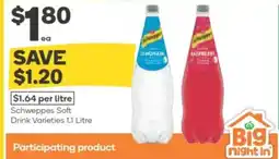 Woolworths Schweppes Soft Drink Varieties offer