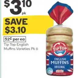 Woolworths Tip Top English Muffins Varieties offer