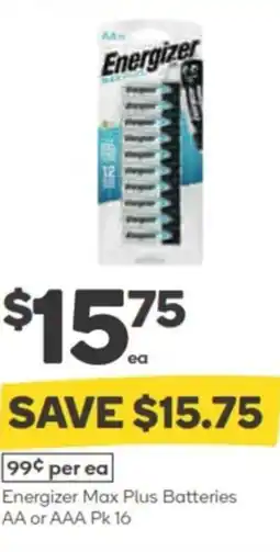 Woolworths Energizer Max Plus Batteries AA or AAA PK 16 offer