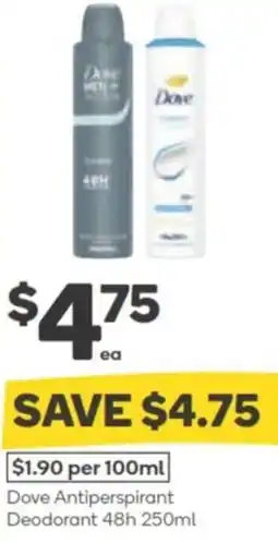 Woolworths Dove Antiperspirant Deodorant 48h offer
