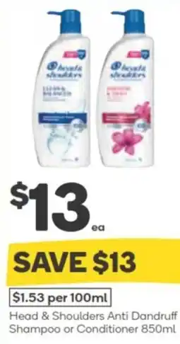 Woolworths Head & Shoulders Anti Dandruff Shampoo or Conditioner offer