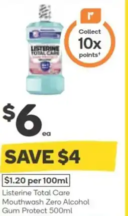 Woolworths Listerine Total Care Mouthwash Zero Alcohol Gum Protect offer