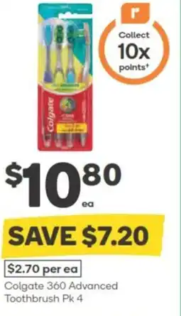 Woolworths Colgate 360 Advanced Toothbrush Pk 4 offer