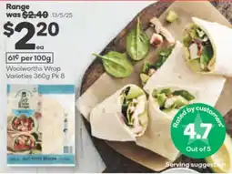 Woolworths Woolworths Wrap Varieties Pk 8 offer