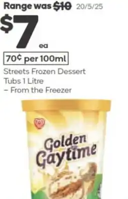 Woolworths Streets Frozen Dessert Tubs offer