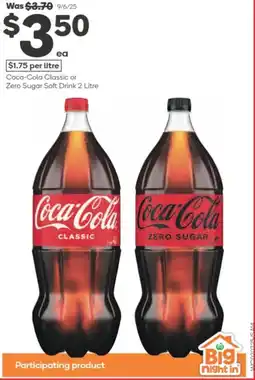 Woolworths Coca-Cola Classic or Zero Sugar Soft Drink offer