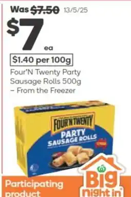 Woolworths Four'N Twenty Party Sausage Rolls offer