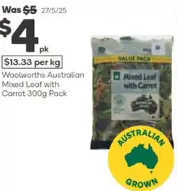 Woolworths Woolworths Australian Mixed Leaf with Carrot Pack offer